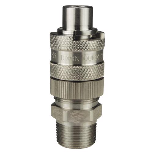 N4M6-S-LS 303 Stainless Steel Dix-Lock™ N-Series Bowes Interchange Male Thread Safety-Lock Plug